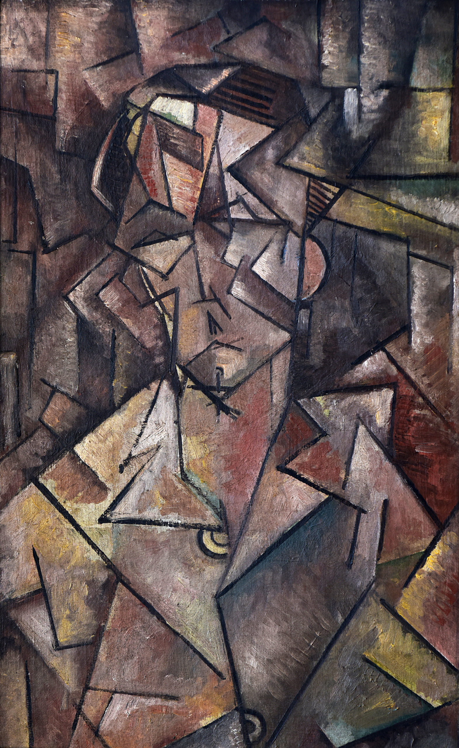 Cubist head, oil on canvas on wood, ca. 1915/18, unknown author, 48 x 75 cm